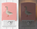 Steinbacher Goose Pink Check Ceramic Night Light Compact, UL-Certified, Ideal for Bedroom, Bathroom, Nursery, Hallway, Kitchen, 6x4x3, Multicolor