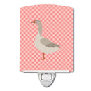 Steinbacher Goose Pink Check Ceramic Night Light Compact, UL-Certified, Ideal for Bedroom, Bathroom, Nursery, Hallway, Kitchen, 6x4x3, Multicolor