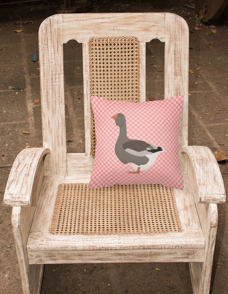 Toulouse Goose Pink Check Fabric Decorative Pillow BB7897PW1818