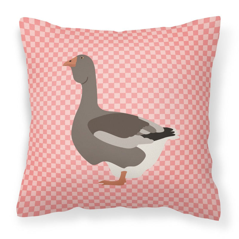 Toulouse Goose Pink Check Fabric Decorative Pillow BB7897PW1818