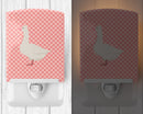 Roman Goose Pink Check Ceramic Night Light Compact, UL-Certified, Ideal for Bedroom, Bathroom, Nursery, Hallway, Kitchen, 6x4x3, Multicolor
