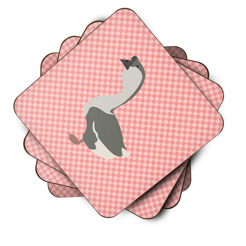 African Goose Pink Check Foam Coaster Set of 4 BB7899FC