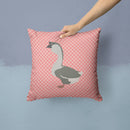 African Goose Pink Check Throw Pillow - 14x14 Decorative Pillow – Art for Your Home & Patio BB7899PW1414