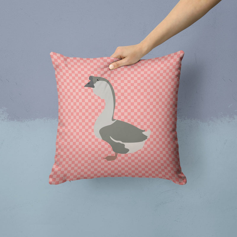 African Goose Pink Check Throw Pillow - 14x14 Decorative Pillow – Art for Your Home & Patio BB7899PW1414