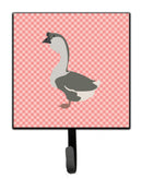 African Goose Pink Check Leash or Key Holder Wall Hooks, Key Hooks Holder, Coat Rack Wall Mount, Coat Hooks, Hooks for Hanging Keys, Towels, Aprons, Leashes