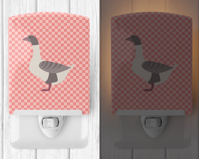 Buff Grey Back Goose Pink Check Ceramic Night Light BB7901CNL