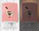 Pomeranian Rogener Goose Pink Check Ceramic Night Light Compact, UL-Certified, Ideal for Bedroom, Bathroom, Nursery, Hallway, Kitchen, 6x4x3, Multicolor