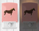 Percheron Horse Pink Check Ceramic Night Light Compact, UL-Certified, Ideal for Bedroom, Bathroom, Nursery, Hallway, Kitchen, 6x4x3, Multicolor