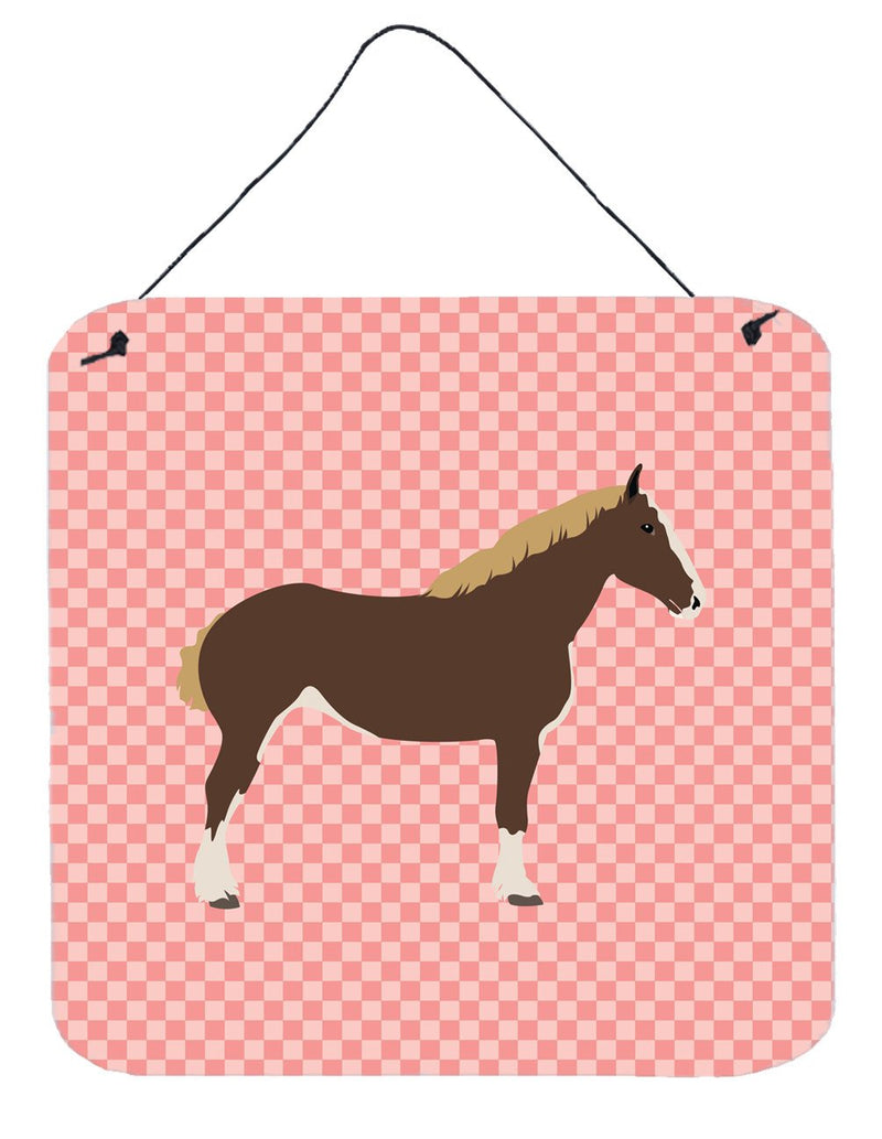 Percheron Horse Pink Check Wall or Door Hanging Prints BB7906DS66