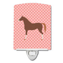 Hannoverian Horse Pink Check Ceramic Night Light Compact, UL-Certified, Ideal for Bedroom, Bathroom, Nursery, Hallway, Kitchen, 6x4x3, Multicolor