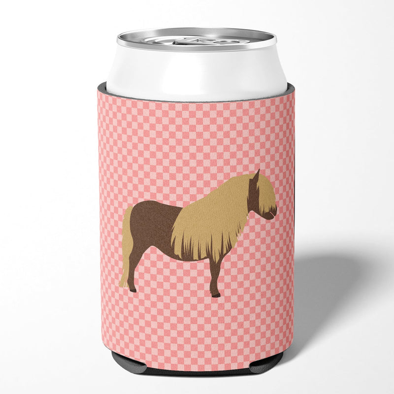 Shetland Pony Horse Pink Check Can or Bottle Hugger BB7914CC