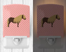Shetland Pony Horse Pink Check Ceramic Night Light Compact, UL-Certified, Ideal for Bedroom, Bathroom, Nursery, Hallway, Kitchen, 6x4x3, Multicolor