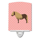 Shetland Pony Horse Pink Check Ceramic Night Light Compact, UL-Certified, Ideal for Bedroom, Bathroom, Nursery, Hallway, Kitchen, 6x4x3, Multicolor