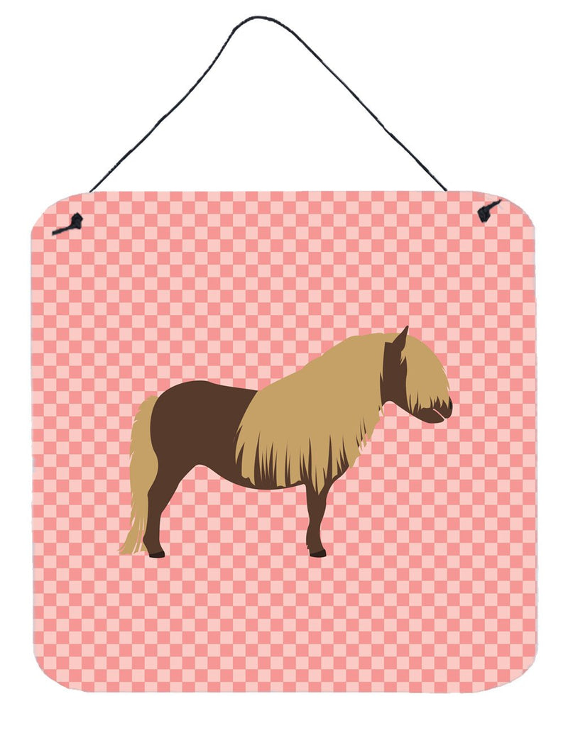 Shetland Pony Horse Pink Check Wall or Door Hanging Prints BB7914DS66