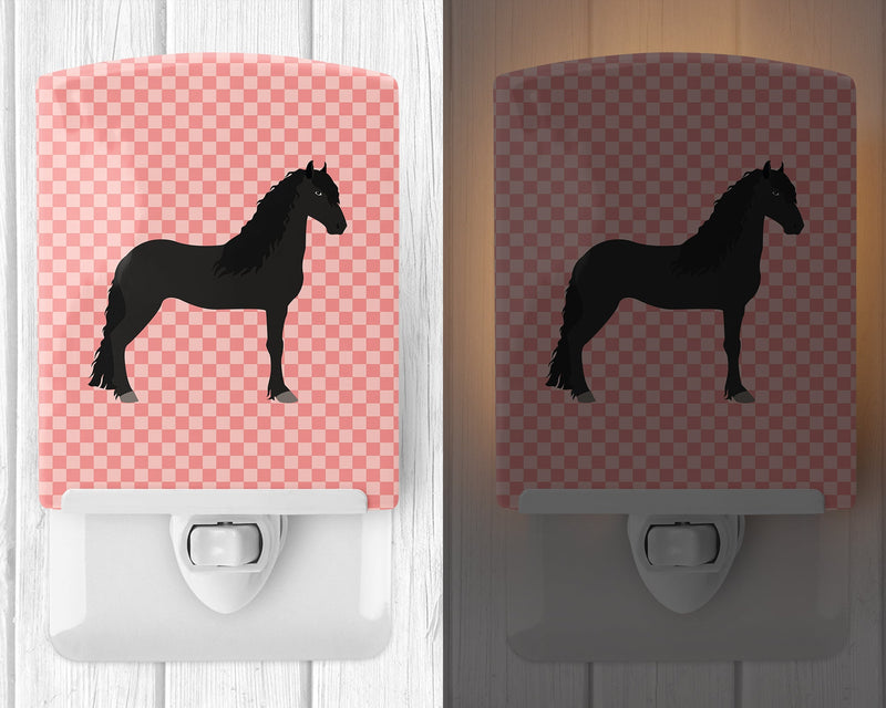 Friesian Horse Pink Check Ceramic Night Light BB7915CNL