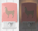 Llama Pink Check Ceramic Night Light Compact, UL-Certified, Ideal for Bedroom, Bathroom, Nursery, Hallway, Kitchen, 6x4x3, Multicolor