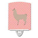 Llama Pink Check Ceramic Night Light Compact, UL-Certified, Ideal for Bedroom, Bathroom, Nursery, Hallway, Kitchen, 6x4x3, Multicolor