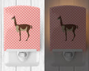 Vicugna or Vicuna Pink Check Ceramic Night Light Compact, UL-Certified, Ideal for Bedroom, Bathroom, Nursery, Hallway, Kitchen, 6x4x3, Multicolor