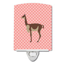 Vicugna or Vicuna Pink Check Ceramic Night Light Compact, UL-Certified, Ideal for Bedroom, Bathroom, Nursery, Hallway, Kitchen, 6x4x3, Multicolor