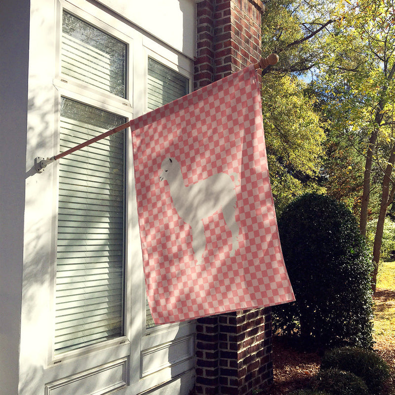 Alpaca Pink Check Flag Canvas House Size BB7919CHF