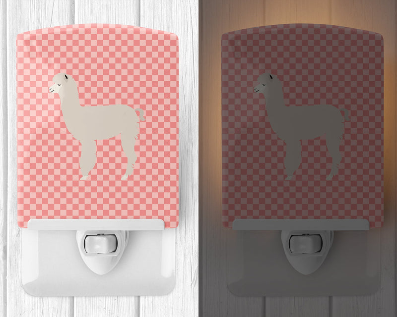 Alpaca Pink Check Ceramic Night Light BB7919CNL