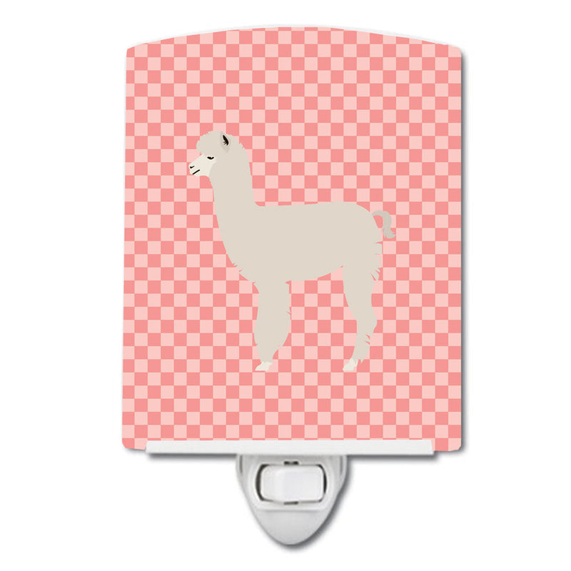 Alpaca Pink Check Ceramic Night Light BB7919CNL