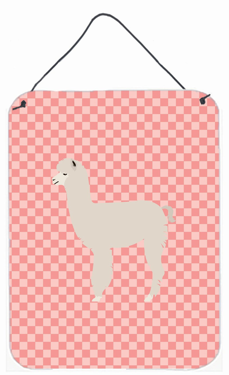 Alpaca Pink Check Wall or Door Hanging Prints BB7919DS1216