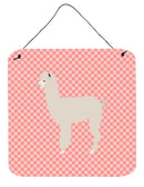 Alpaca Pink Check Wall or Door Hanging Prints BB7919DS66
