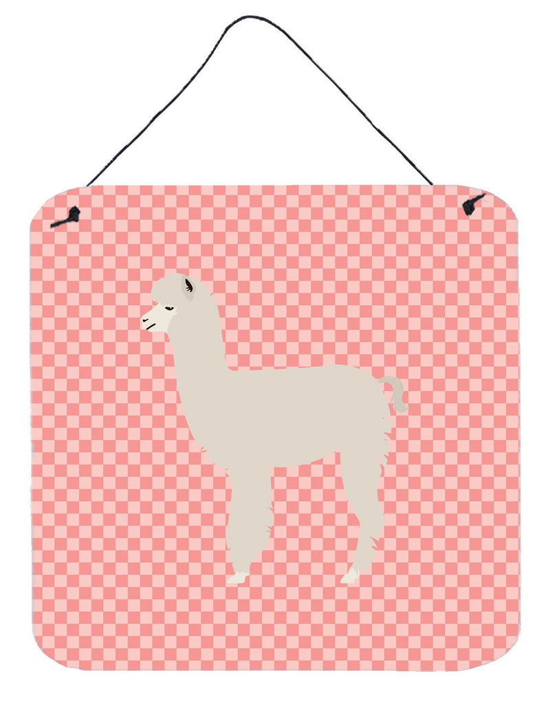 Alpaca Pink Check Wall or Door Hanging Prints BB7919DS66