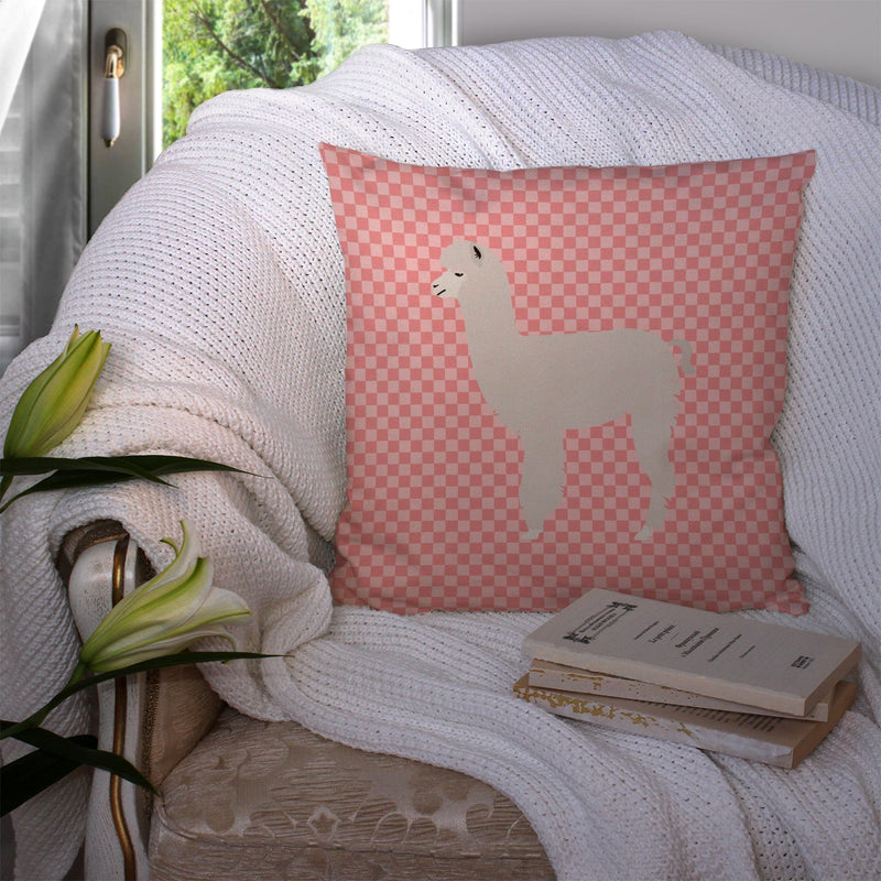 Alpaca Pink Check Throw Pillow - 14x14 Decorative Pillow – Art for Your Home & Patio BB7919PW1414