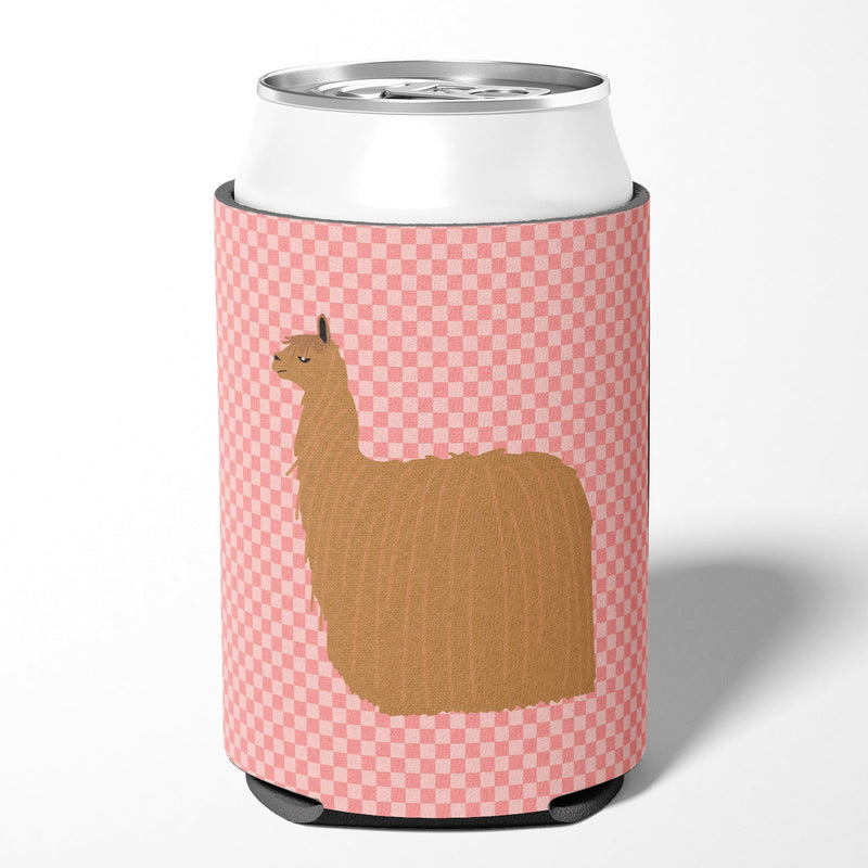 Alpaca Suri Pink Check Can or Bottle Hugger BB7920CC