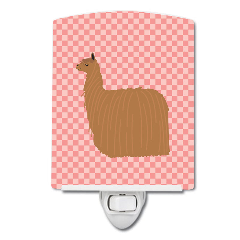 Alpaca Suri Pink Check Ceramic Night Light BB7920CNL