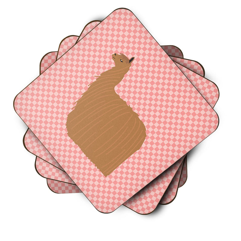 Alpaca Suri Pink Check Foam Coaster  BB7920FC