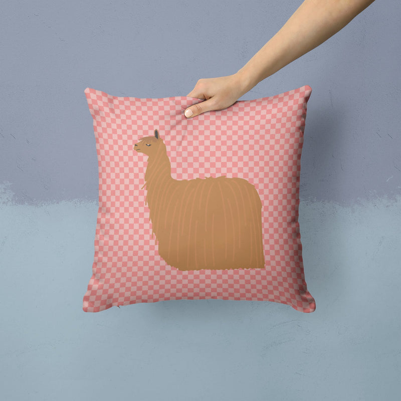 Alpaca Suri Pink Check Throw Pillow - 14x14 Decorative Pillow – Art for Your Home & Patio BB7920PW1414