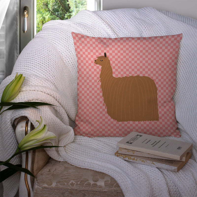 Alpaca Suri Pink Check Throw Pillow - 14x14 Decorative Pillow – Art for Your Home & Patio BB7920PW1414