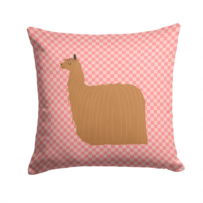 Alpaca Suri Pink Check Throw Pillow - 14x14 Decorative Pillow – Art for Your Home & Patio BB7920PW1414