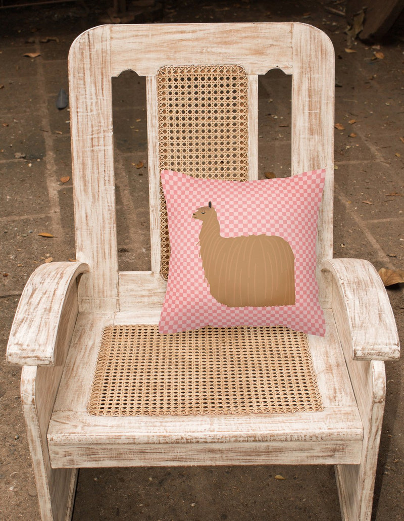 Alpaca Suri Pink Check Fabric Decorative Pillow BB7920PW1818