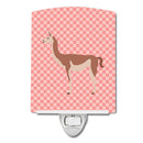Guanaco Pink Check Ceramic Night Light Compact, UL-Certified, Ideal for Bedroom, Bathroom, Nursery, Hallway, Kitchen, 6x4x3, Multicolor