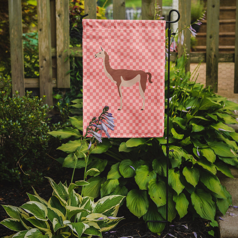 Guanaco Pink Check Garden Flag - Outdoor Decorative Yard Flag