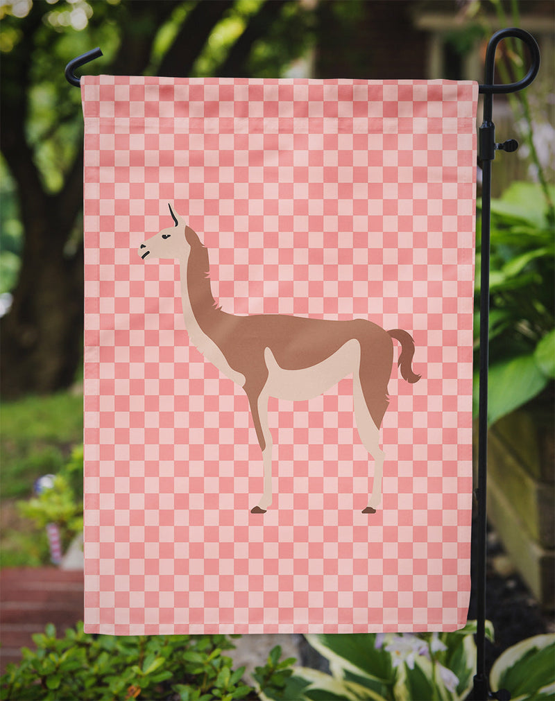 Guanaco Pink Check Garden Flag - Outdoor Decorative Yard Flag
