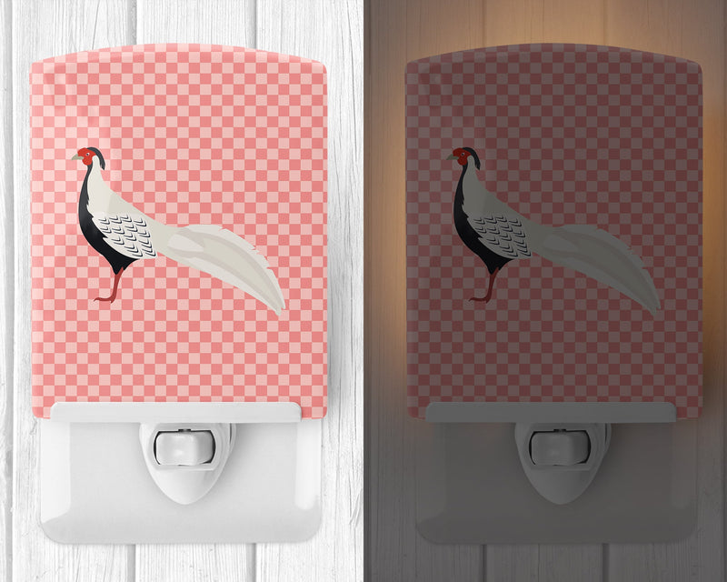 Silver Pheasant Pink Check Ceramic Night Light BB7929CNL