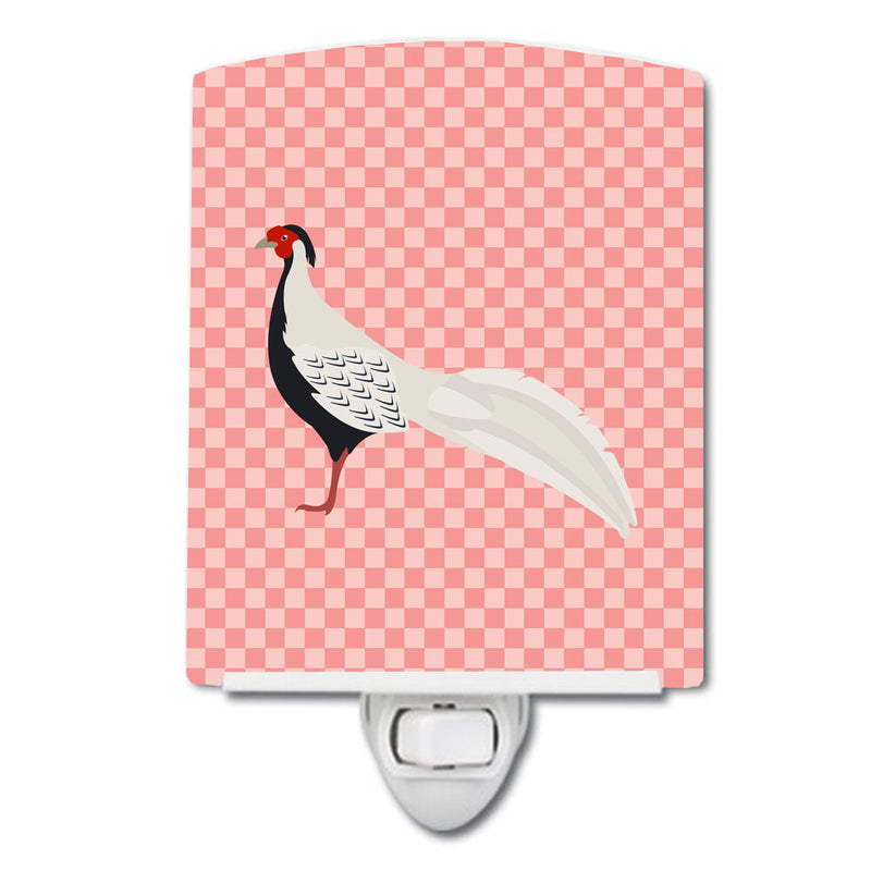 Silver Pheasant Pink Check Ceramic Night Light BB7929CNL