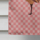 Ring-necked Common Pheasant Pink Check House Flag 28x40 Porch Sleeve Pole Decorative Outside Yard Banner Artwork Wall Hanging, Polyester