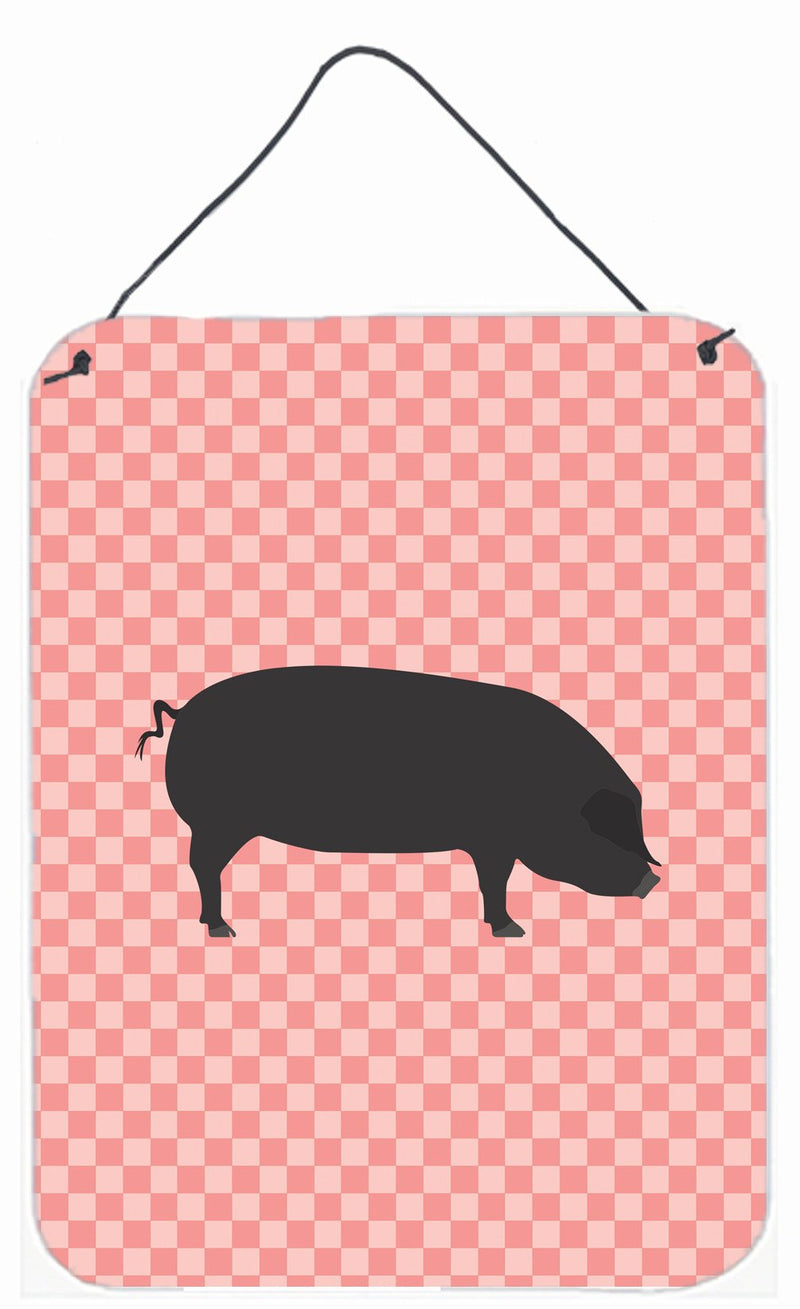 Devon Large Black Pig Pink Check Wall or Door Hanging Prints BB7931DS1216