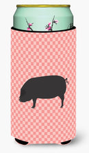 Devon Large Black Pig Pink Check Tall Boy Hugger Can Cooler Sleeve Machine Washable Drink Collapsible Insulator Beverage Insulated Holder