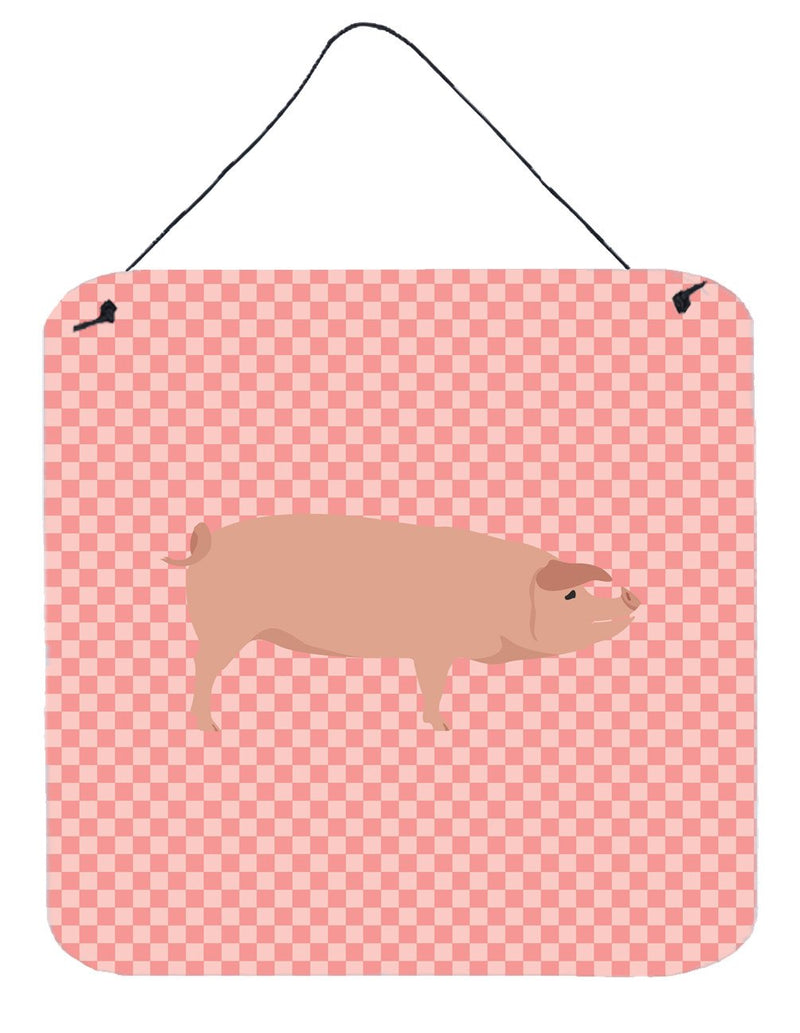 American Landrace Pig Pink Check Wall or Door Hanging Prints BB7932DS66