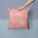 American Landrace Pig Pink Check Throw Pillow - 14x14 Decorative Pillow – Art for Your Home & Patio BB7932PW1414