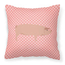 American Landrace Pig Pink Check Fabric Decorative Pillow BB7932PW1818