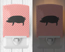 Berkshire Pig Pink Check Ceramic Night Light Compact, UL-Certified, Ideal for Bedroom, Bathroom, Nursery, Hallway, Kitchen, 6x4x3, Multicolor