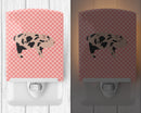 Mini Miniature Pig Pink Check Ceramic Night Light Compact, UL-Certified, Ideal for Bedroom, Bathroom, Nursery, Hallway, Kitchen, 6x4x3, Multicolor